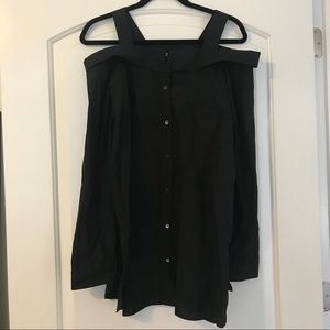 Robert Rodriguez off the shoulder button up shirt